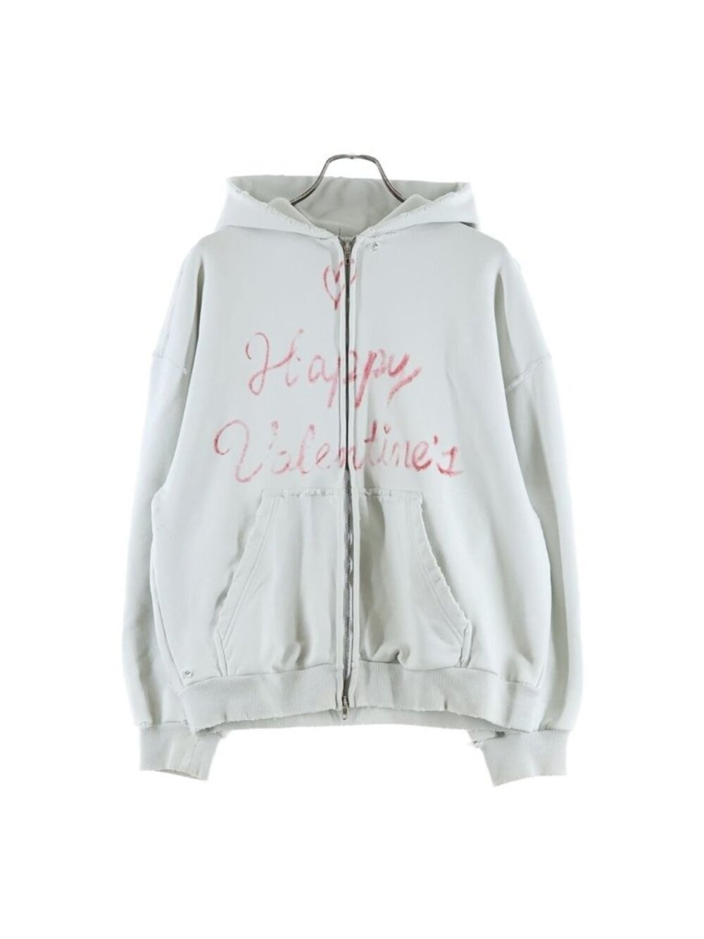 Balenciaga 25 SS Collection Happy Valentine's Zip Up Hoodie White